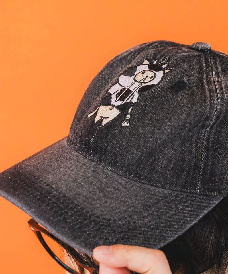 牛ネコ刺繍デニムキャップ-7
