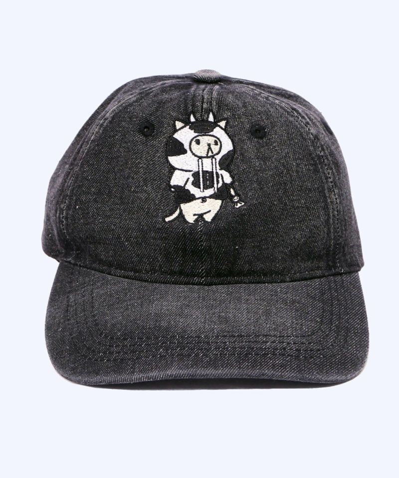 牛ネコ刺繍デニムキャップ-8