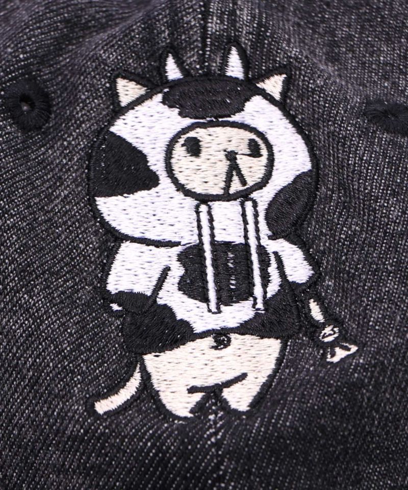 牛ネコ刺繍デニムキャップ-10