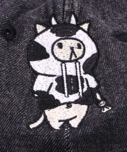 牛ネコ刺繍デニムキャップ-10