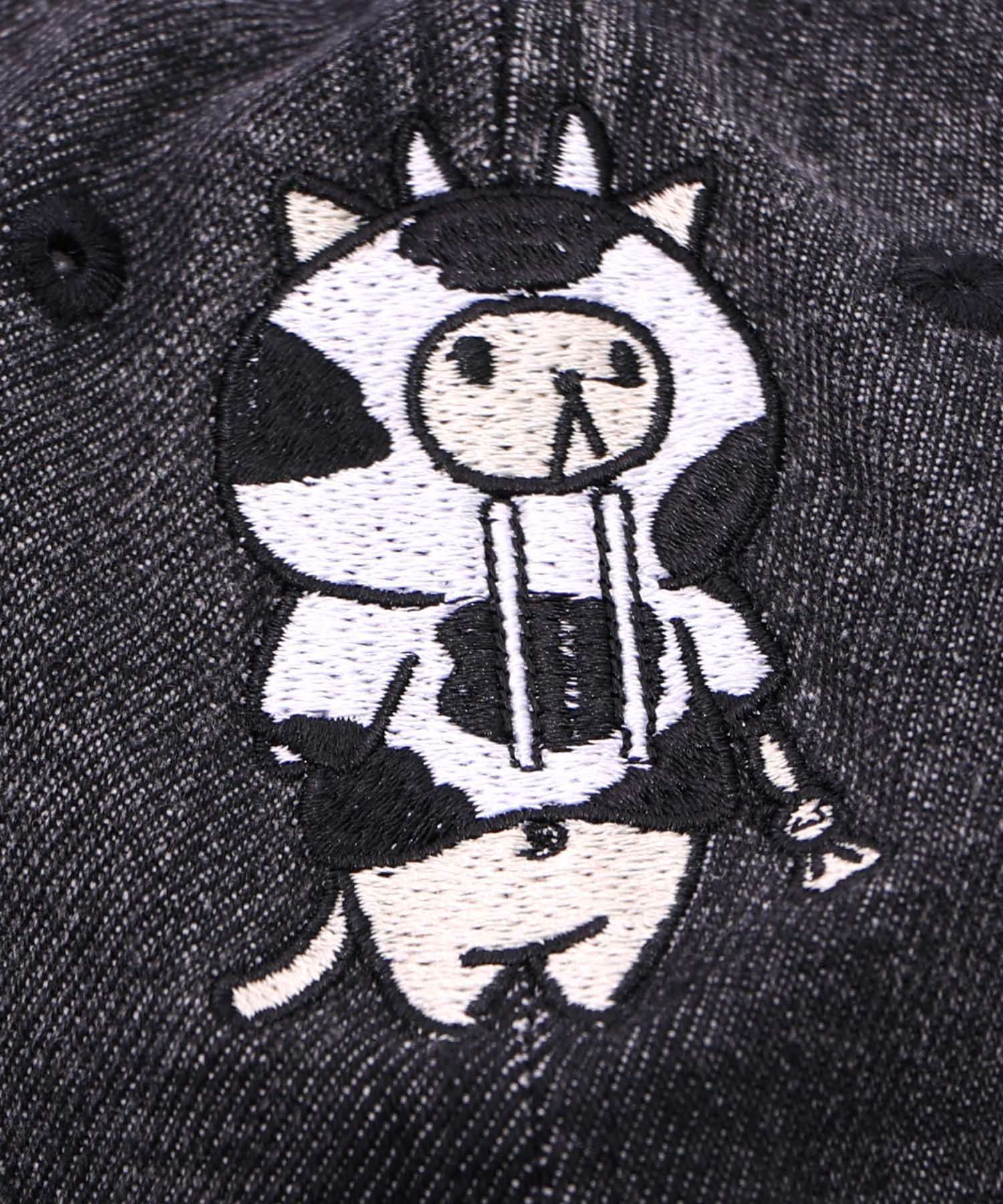 牛ネコ刺繍デニムキャップ-10
