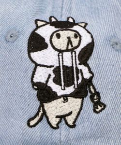 牛ネコ刺繍デニムキャップ-13