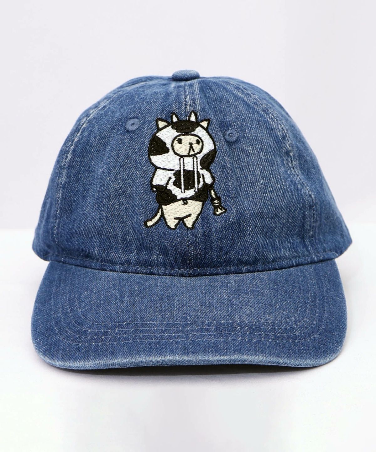 牛ネコ刺繍デニムキャップ-14