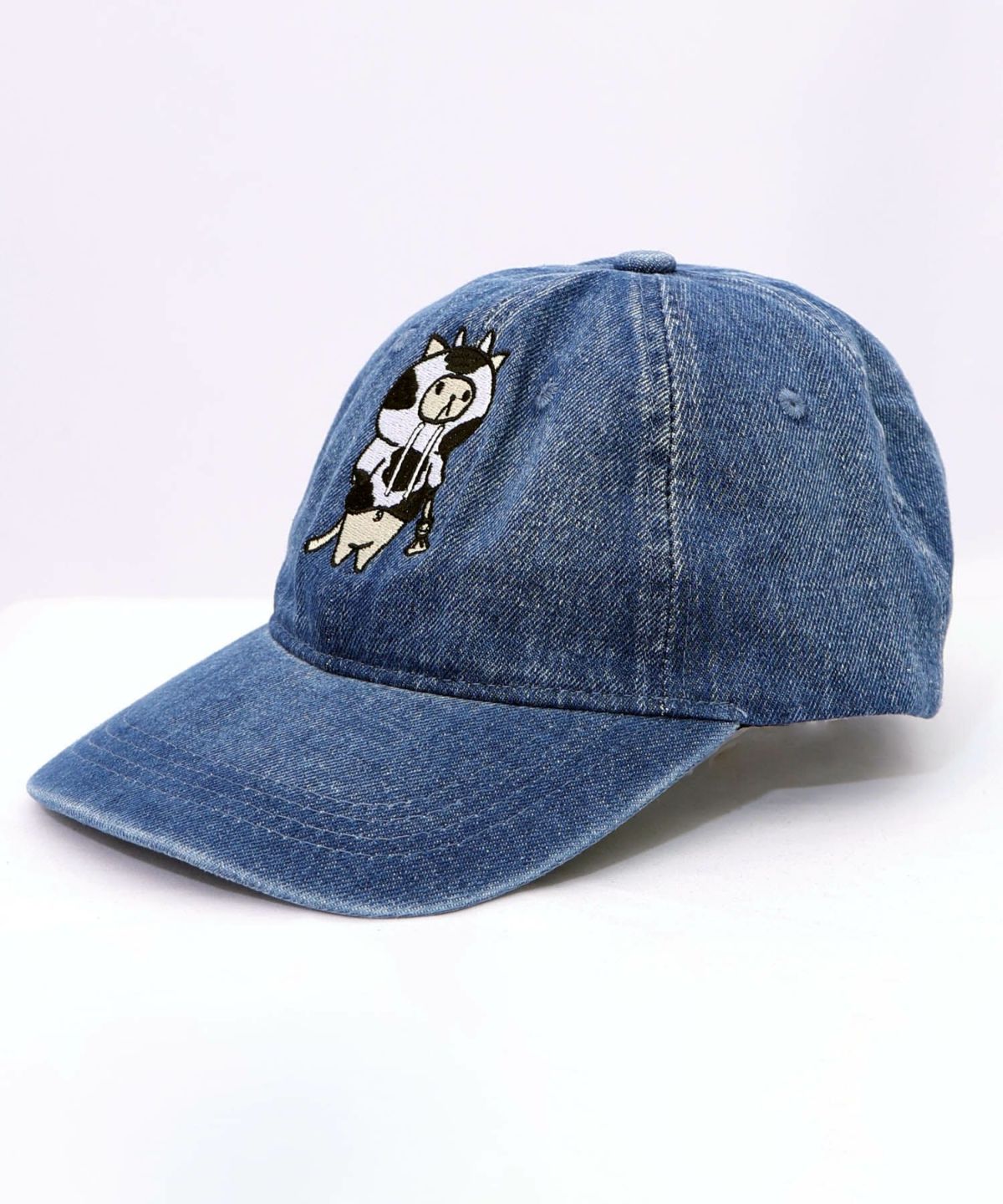 牛ネコ刺繍デニムキャップ-15