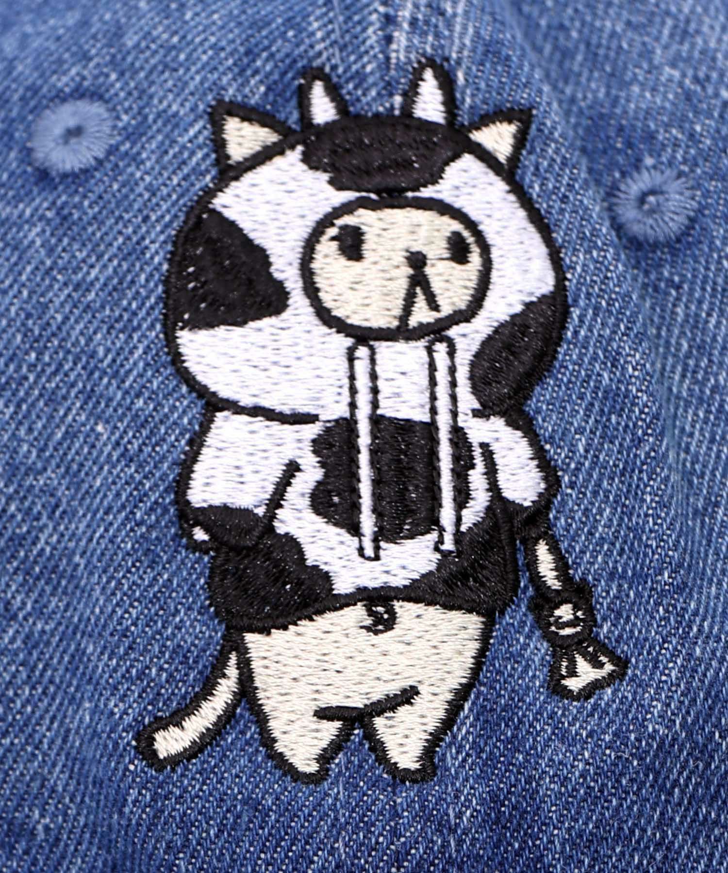 653332：牛ネコ刺繍デニムキャップの通販-ScoLar