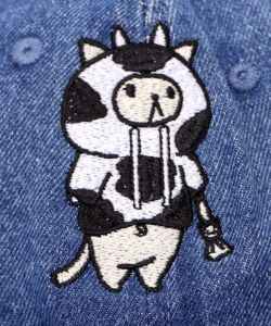 牛ネコ刺繍デニムキャップ-16