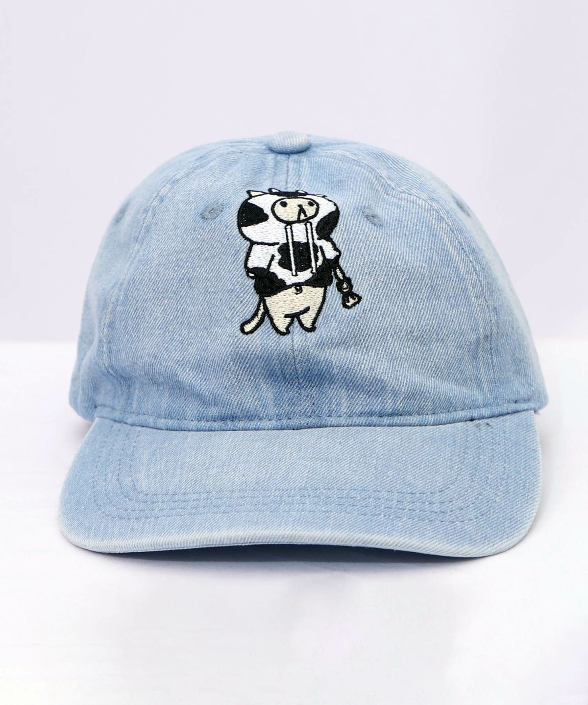 牛ネコ刺繍デニムキャップ-17