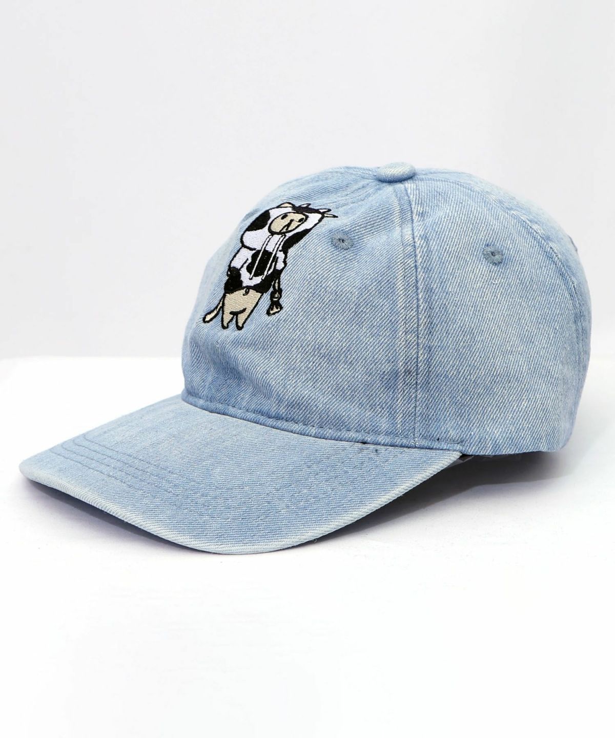 牛ネコ刺繍デニムキャップ-18