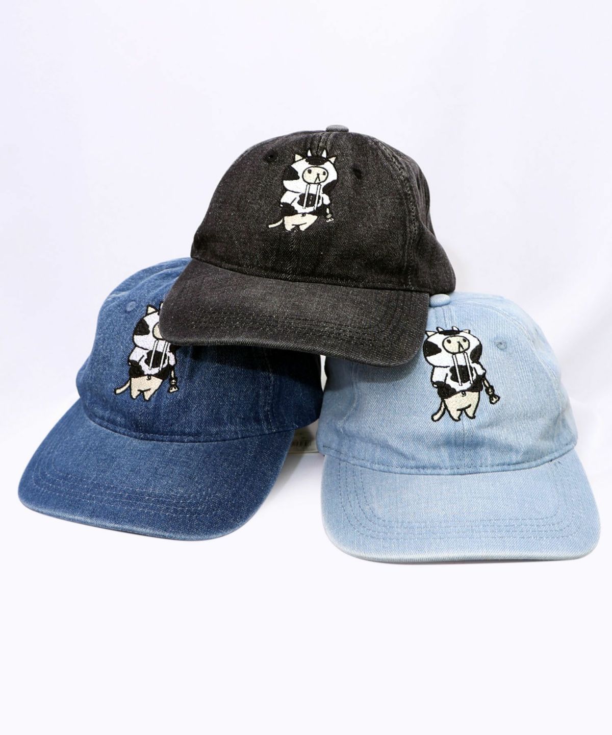 牛ネコ刺繍デニムキャップ-22