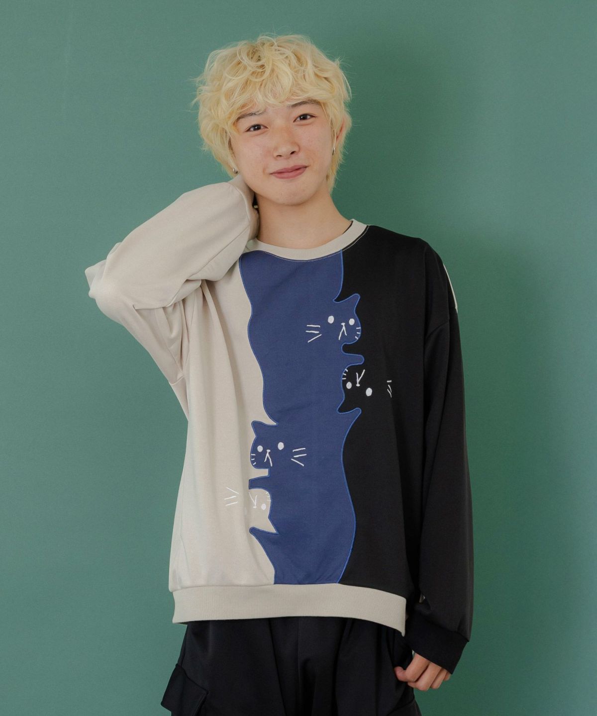 ネコバイカラー切替プルオーバー-3