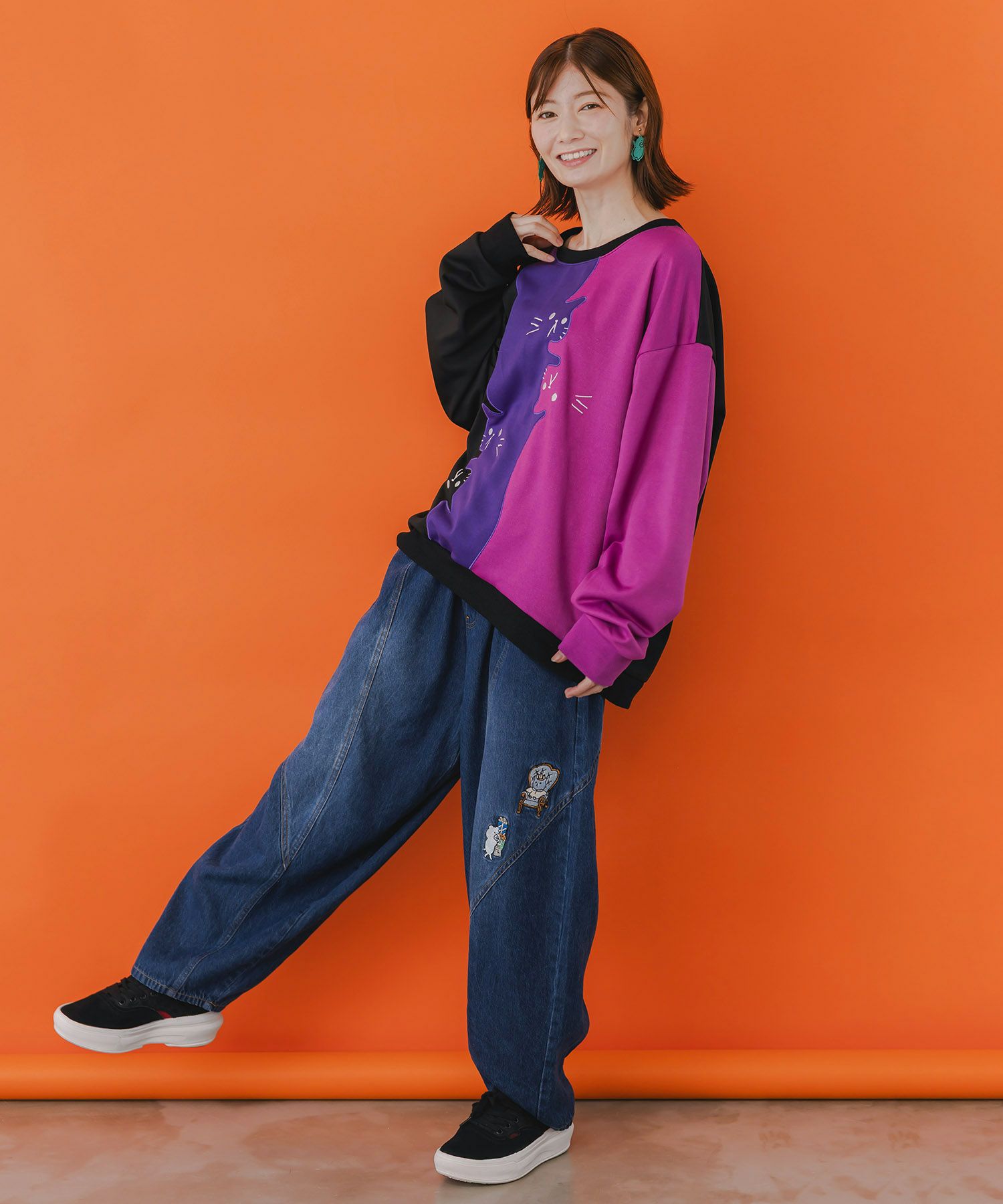 353116：ネコバイカラー切替プルオーバーの通販-ScoLar