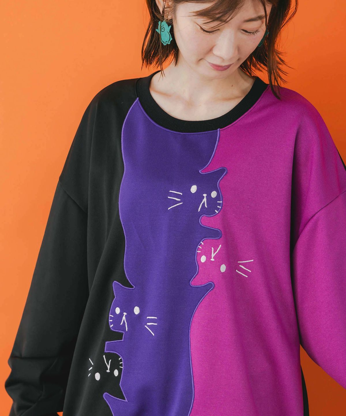 ネコバイカラー切替プルオーバー-12