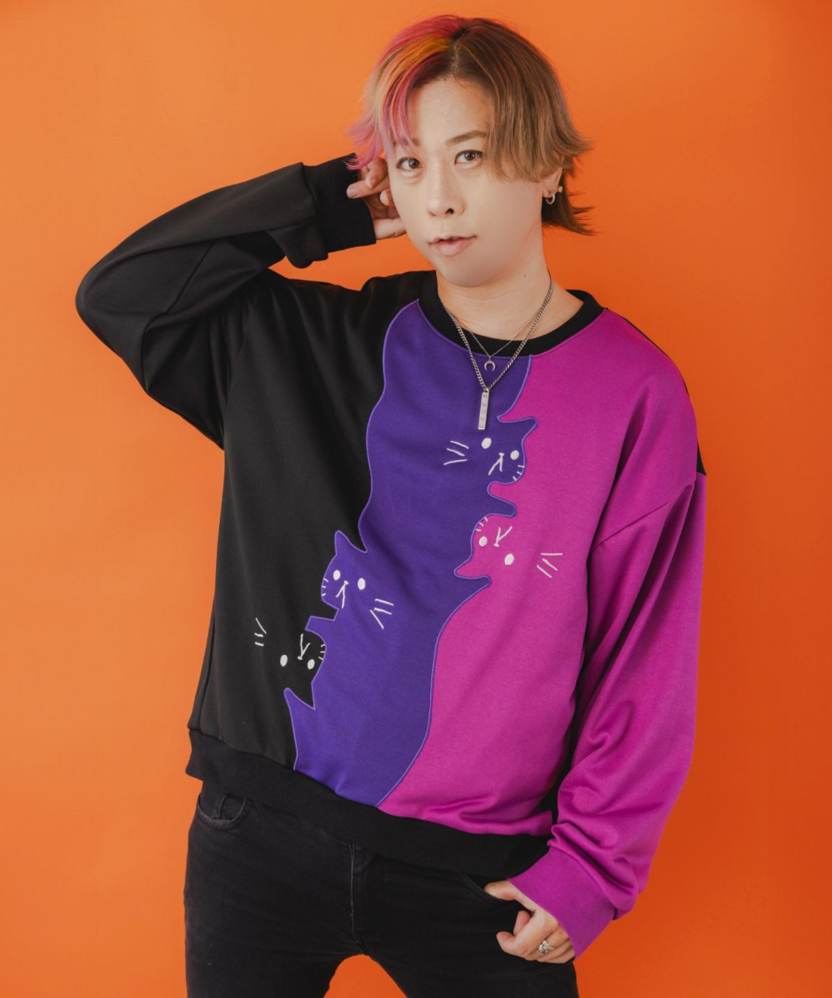 ネコバイカラー切替プルオーバー-13