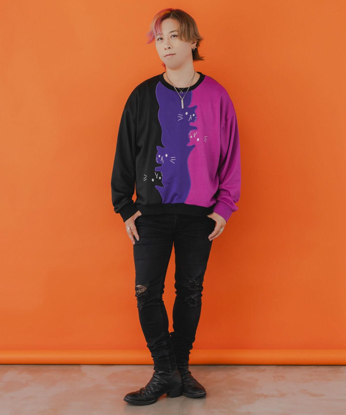 ネコバイカラー切替プルオーバー-14