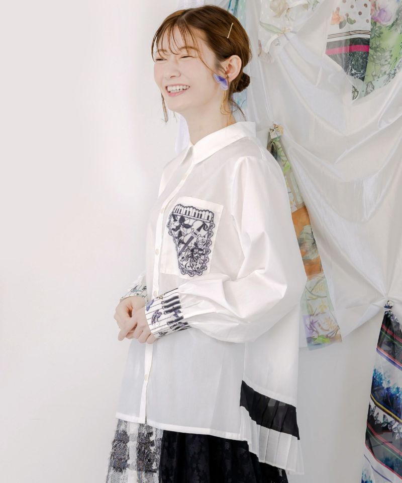 鍵盤柄切替シャツ-3