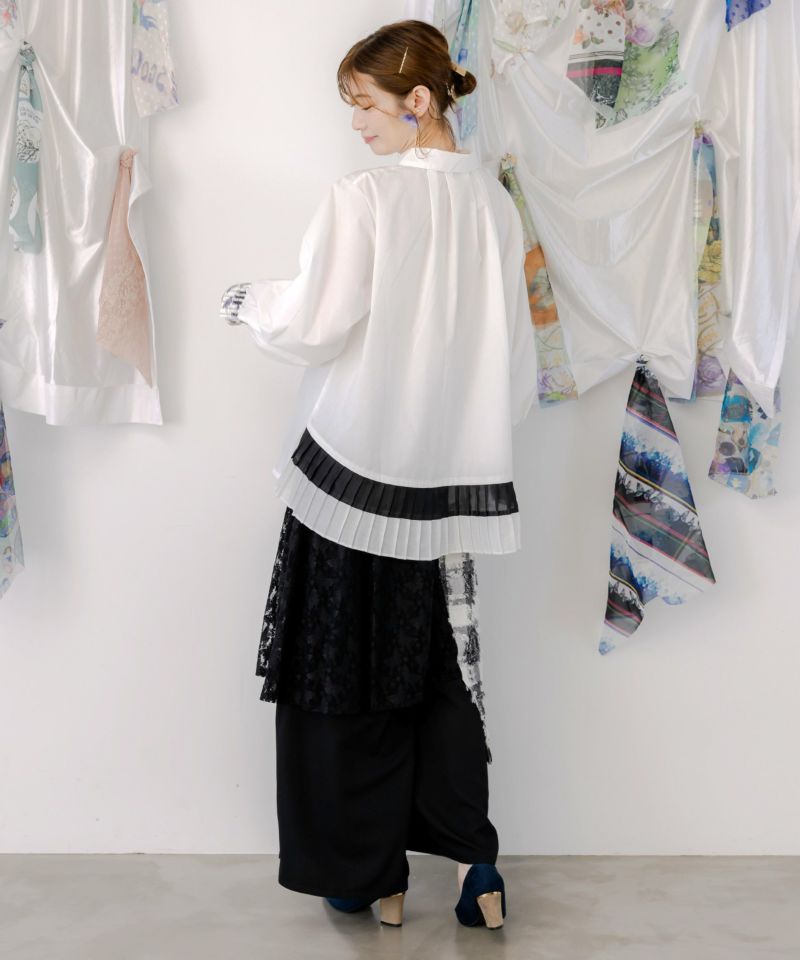 鍵盤柄切替シャツ-4