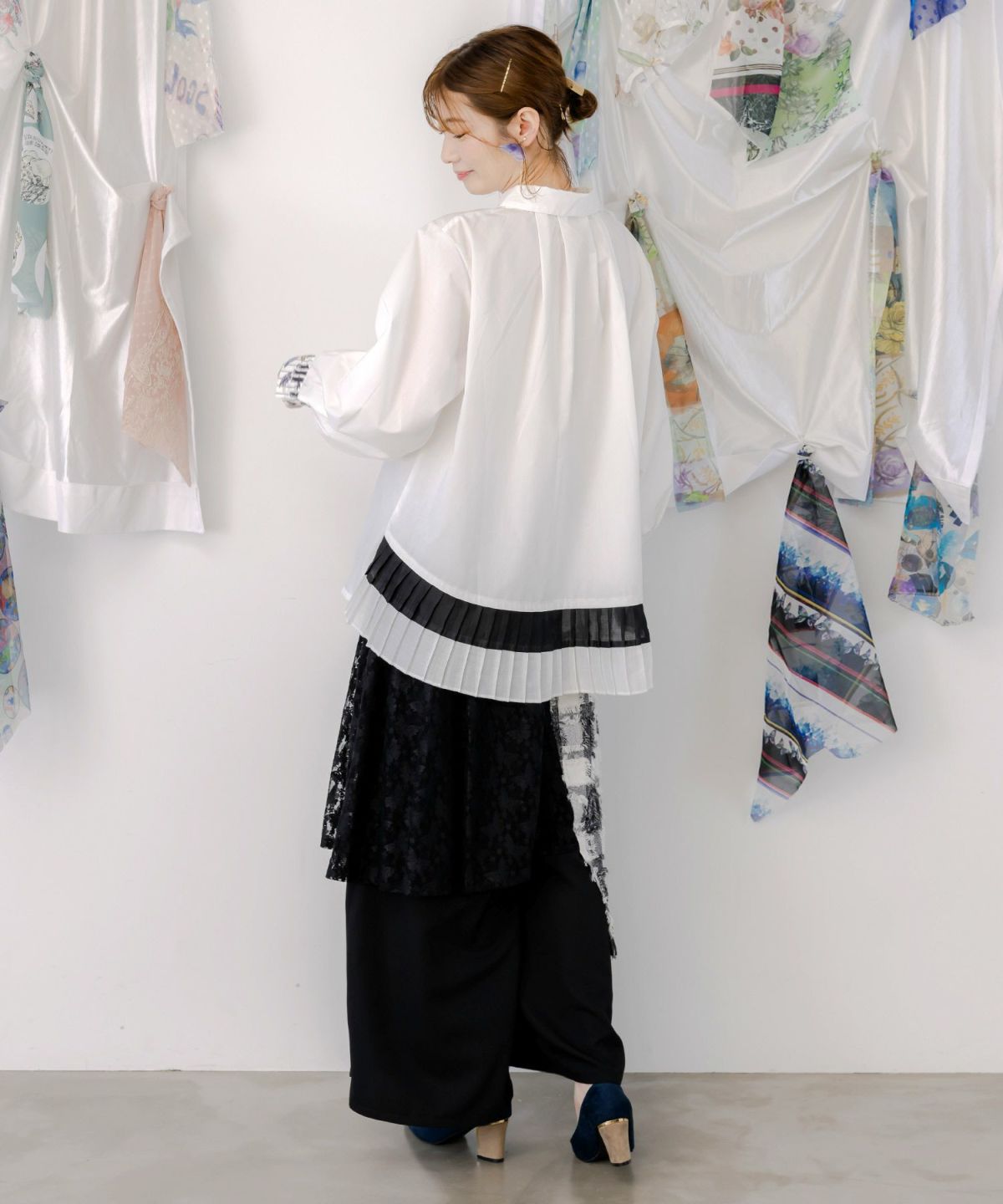 鍵盤柄切替シャツ-4