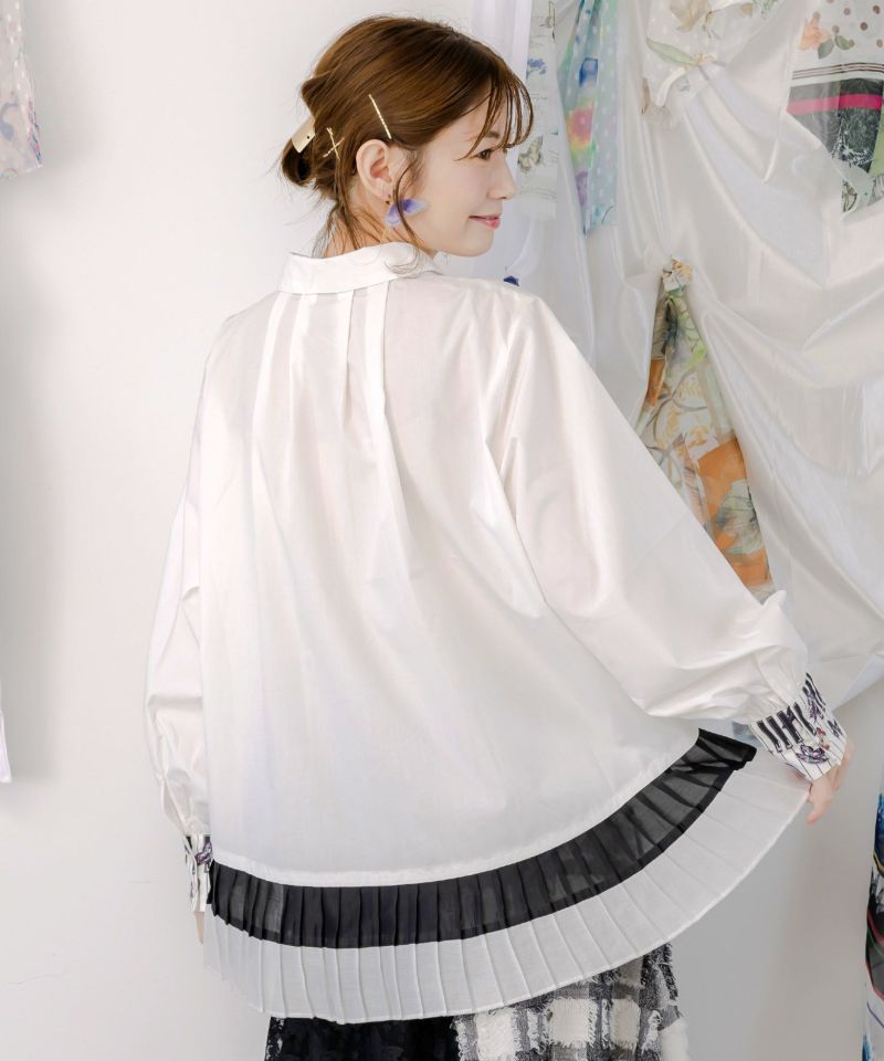 鍵盤柄切替シャツ-5