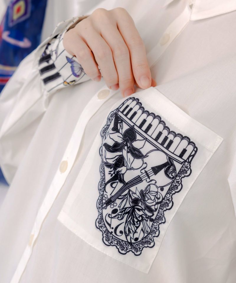 鍵盤柄切替シャツ-7