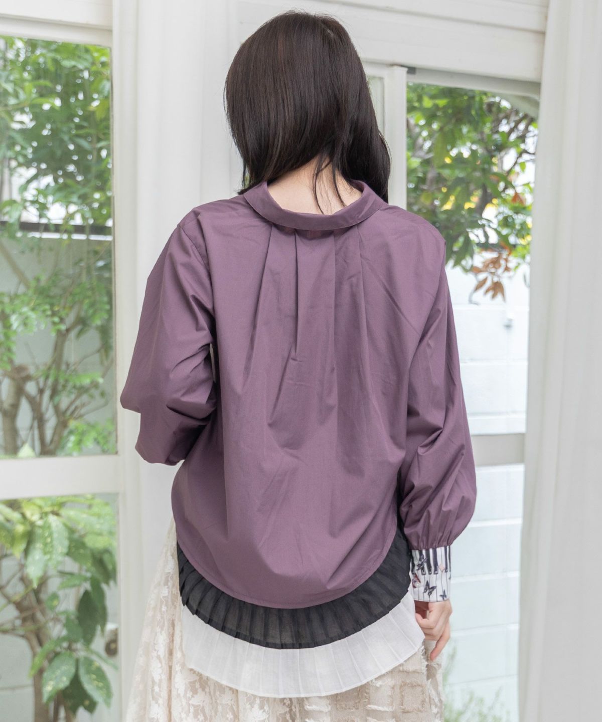 鍵盤柄切替シャツ-14