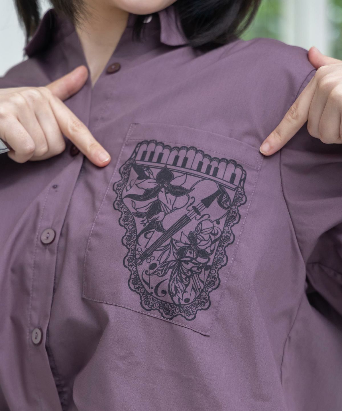 鍵盤柄切替シャツ-16