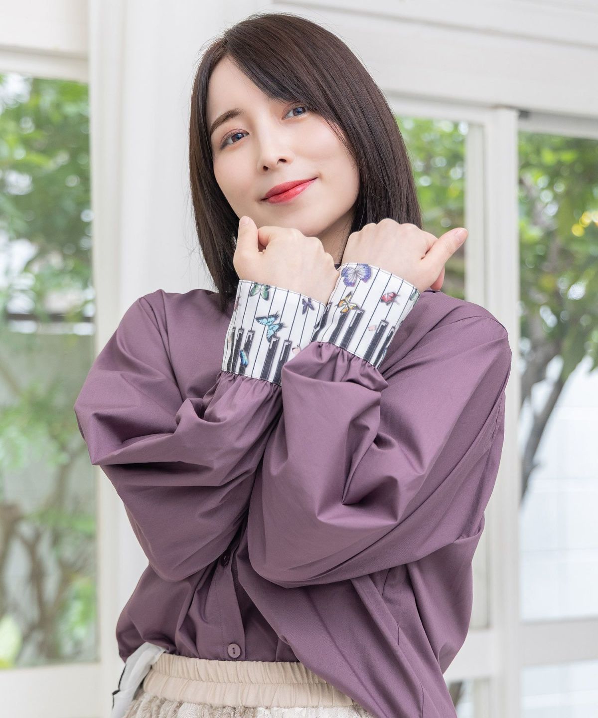 鍵盤柄切替シャツ-17