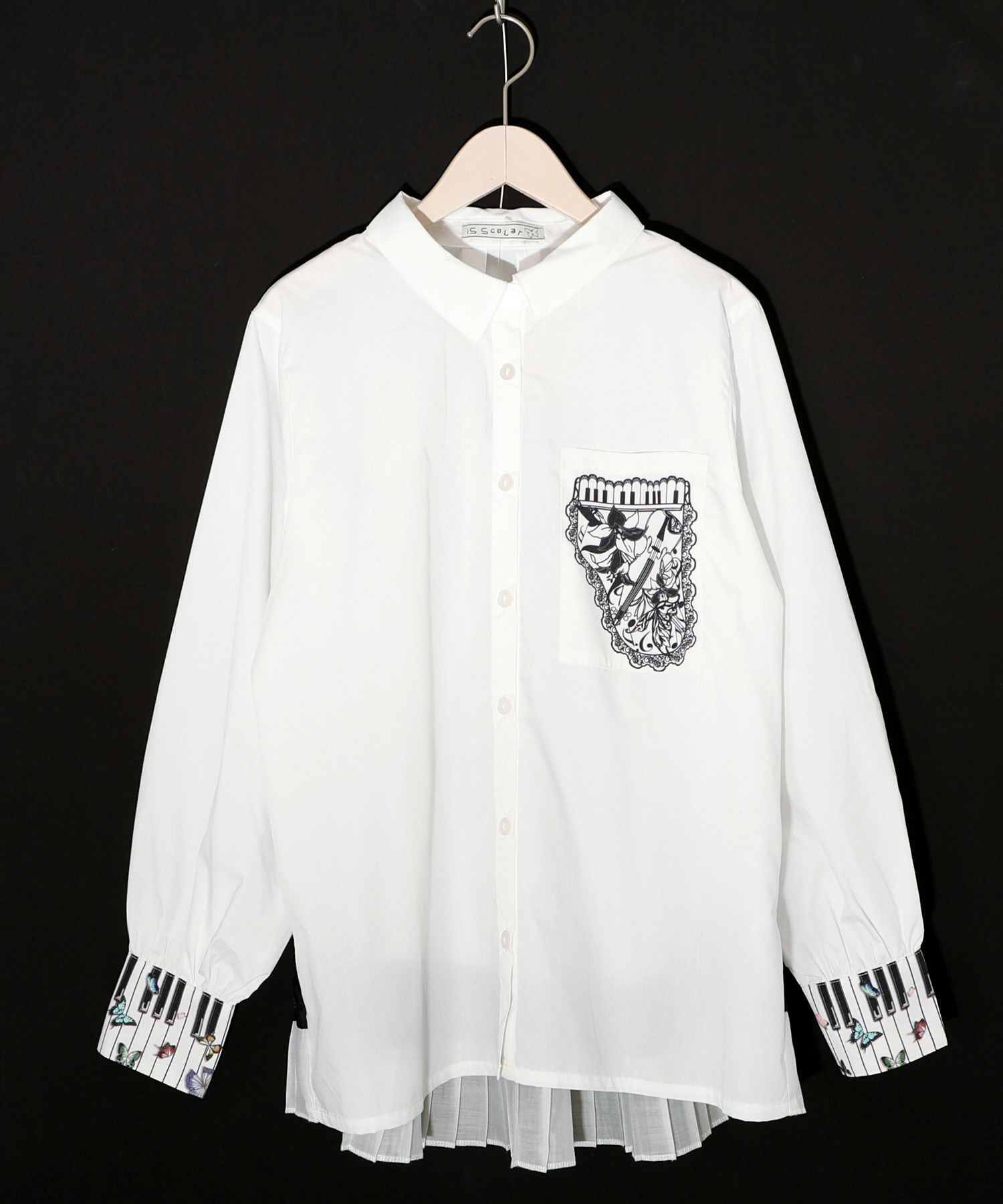 鍵盤柄切替シャツ-19