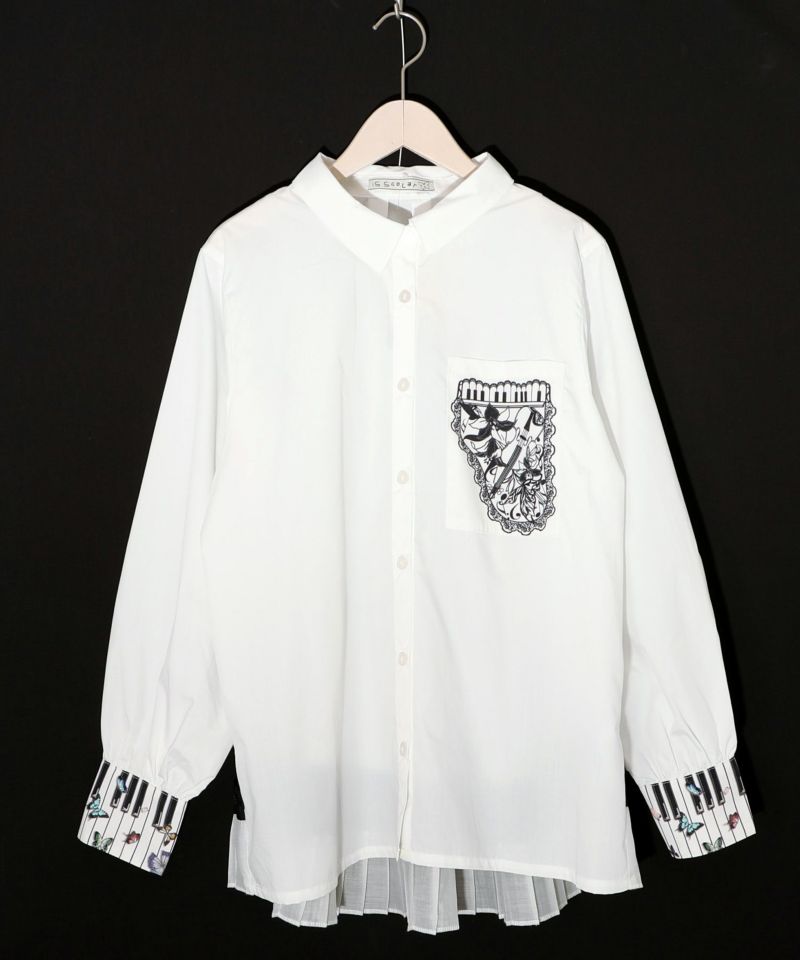 鍵盤柄切替シャツ-19