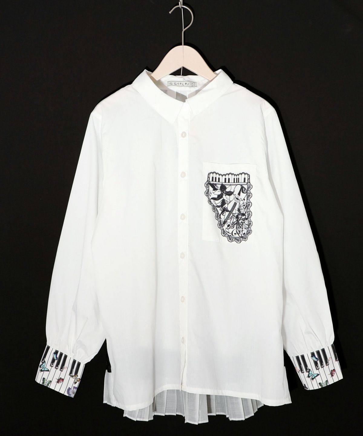 鍵盤柄切替シャツ-19