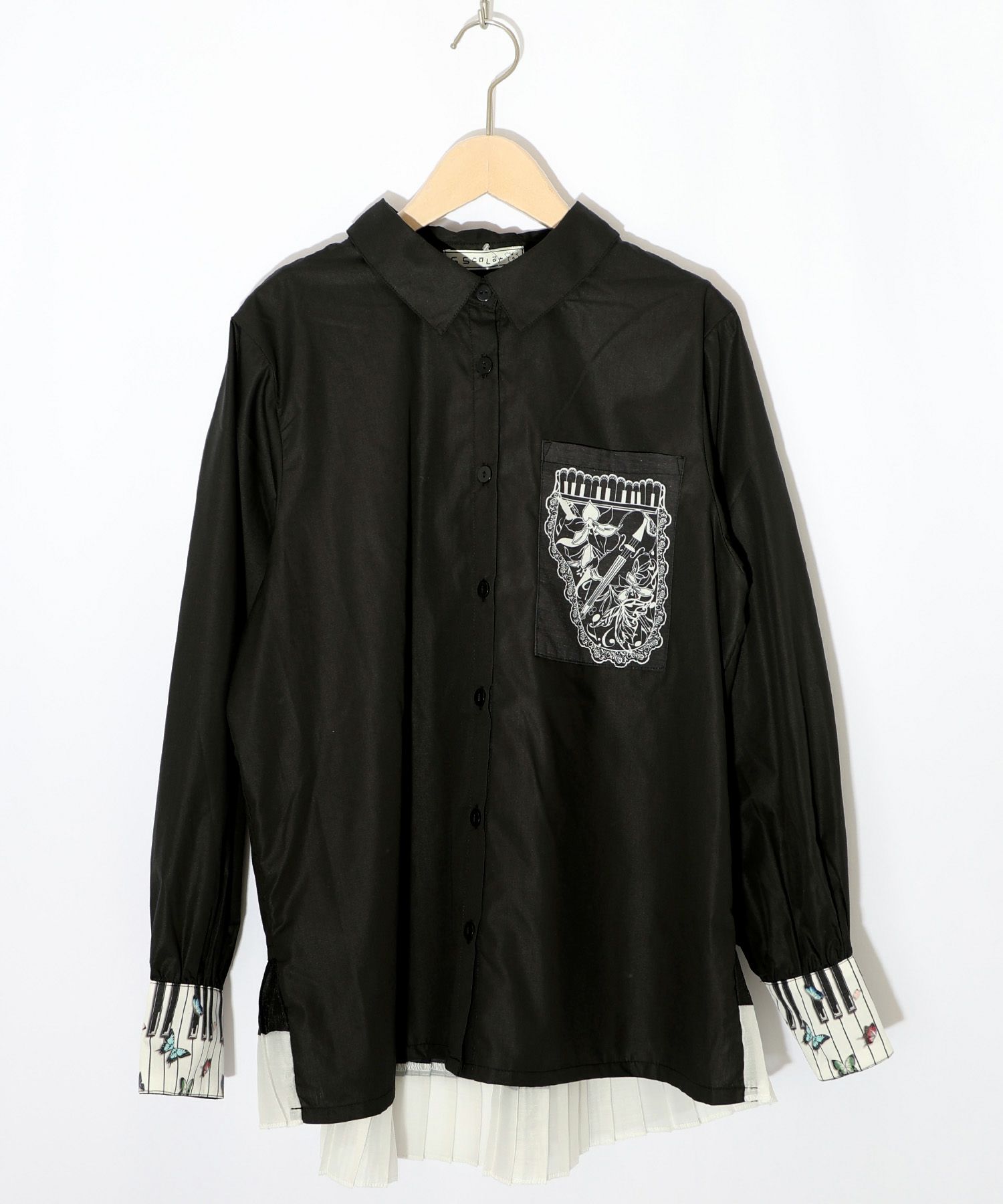 鍵盤柄切替シャツ-22