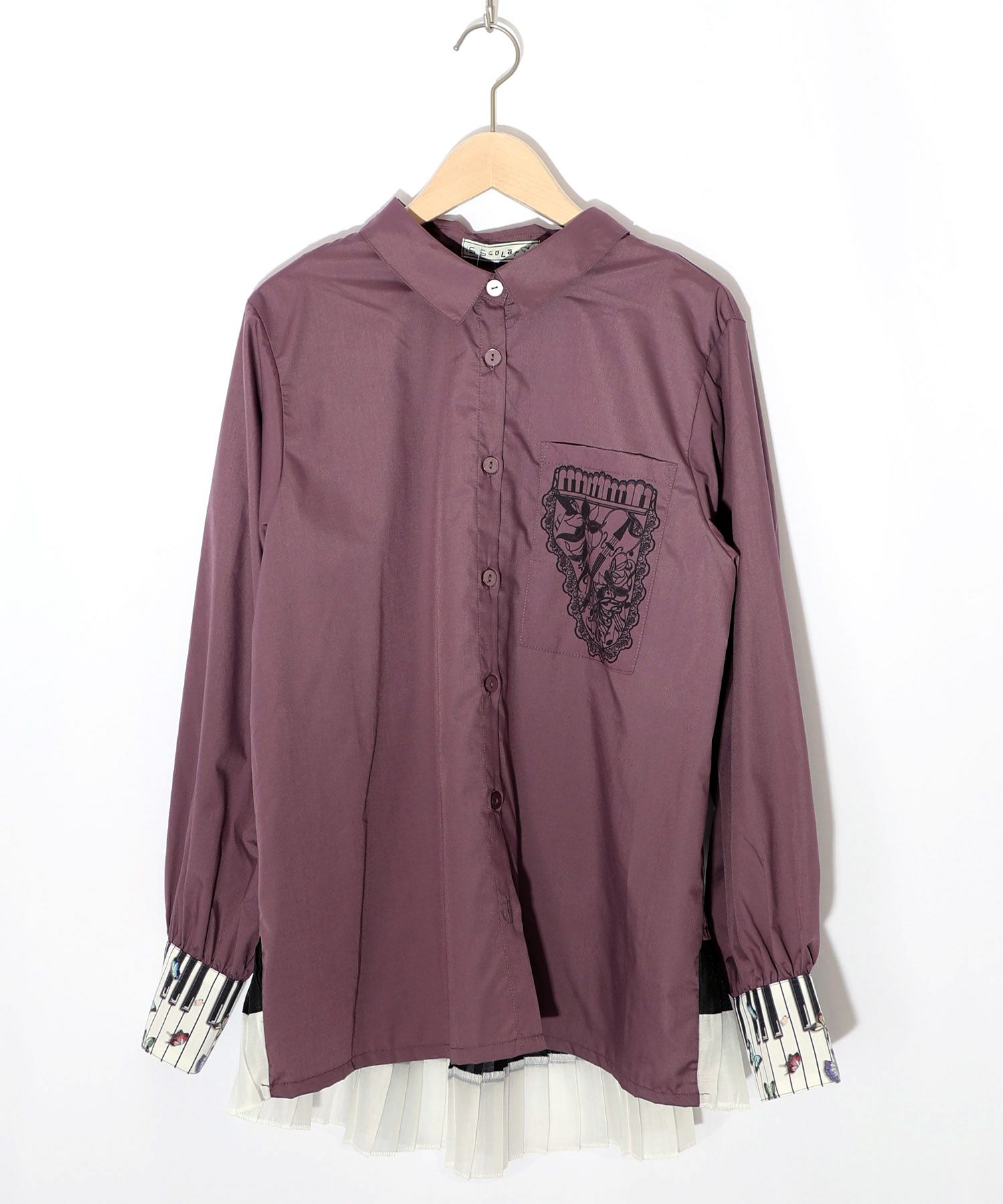 鍵盤柄切替シャツ-25