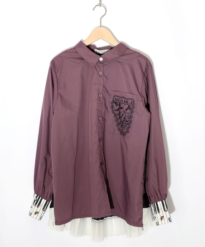 鍵盤柄切替シャツ-25