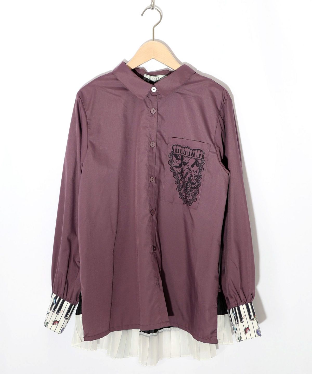 鍵盤柄切替シャツ-25