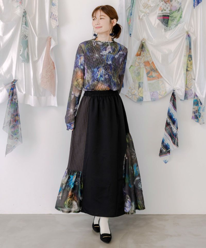 アート花柄チュールロンT-2