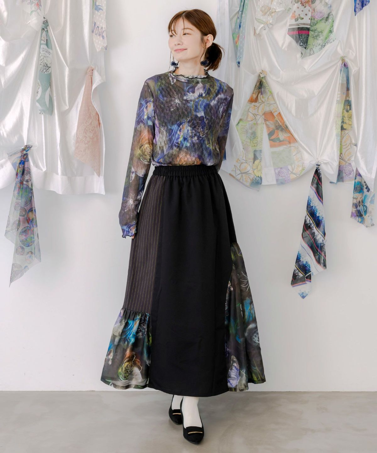 アート花柄チュールロンT-2