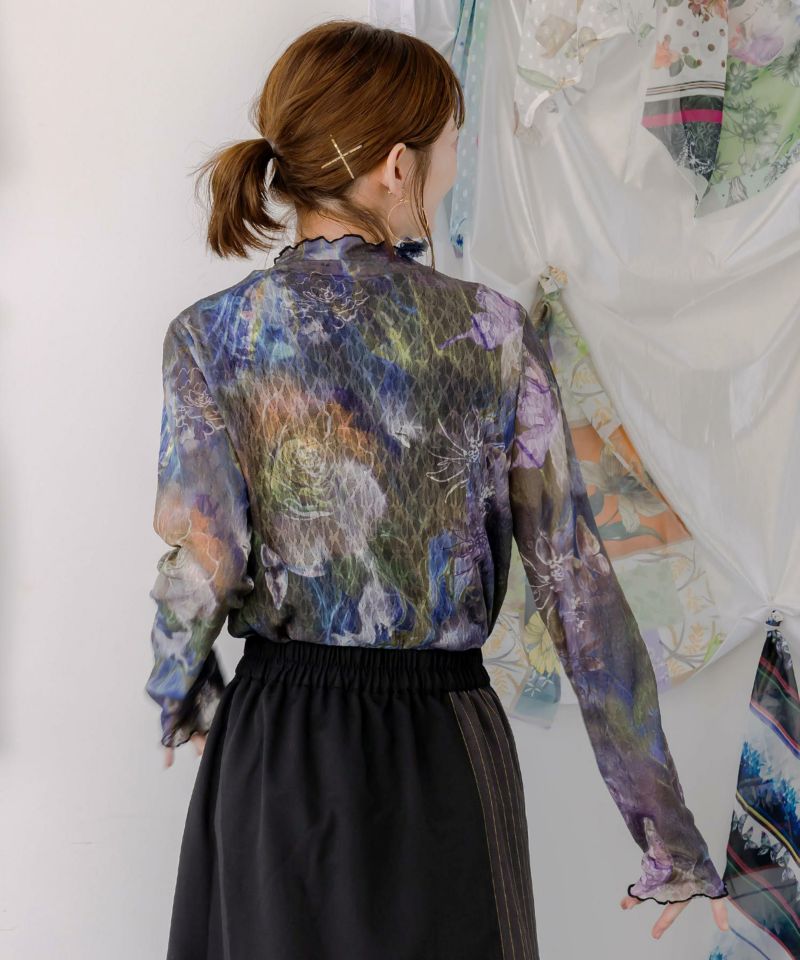 アート花柄チュールロンT-4