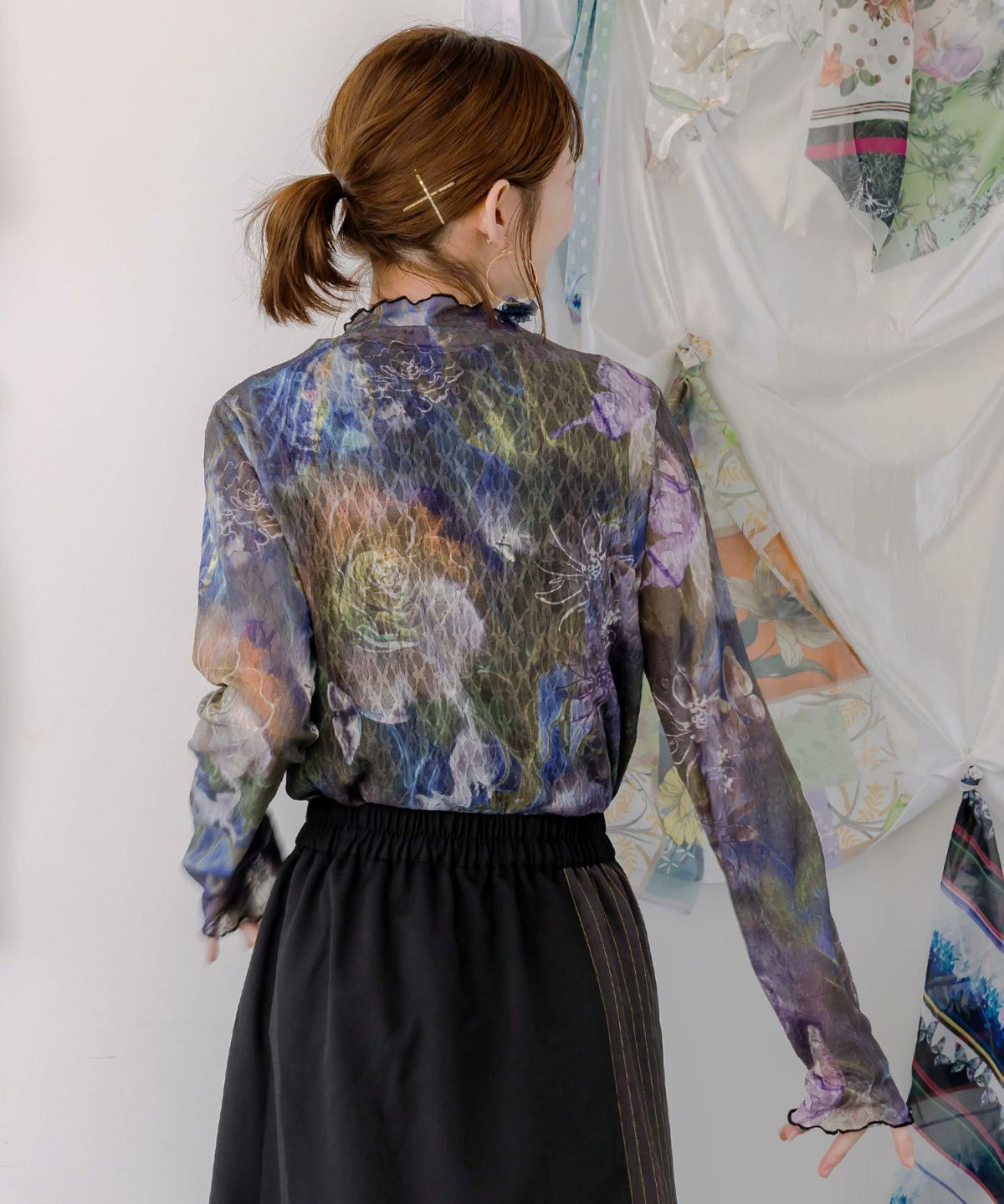 アート花柄チュールロンT-4