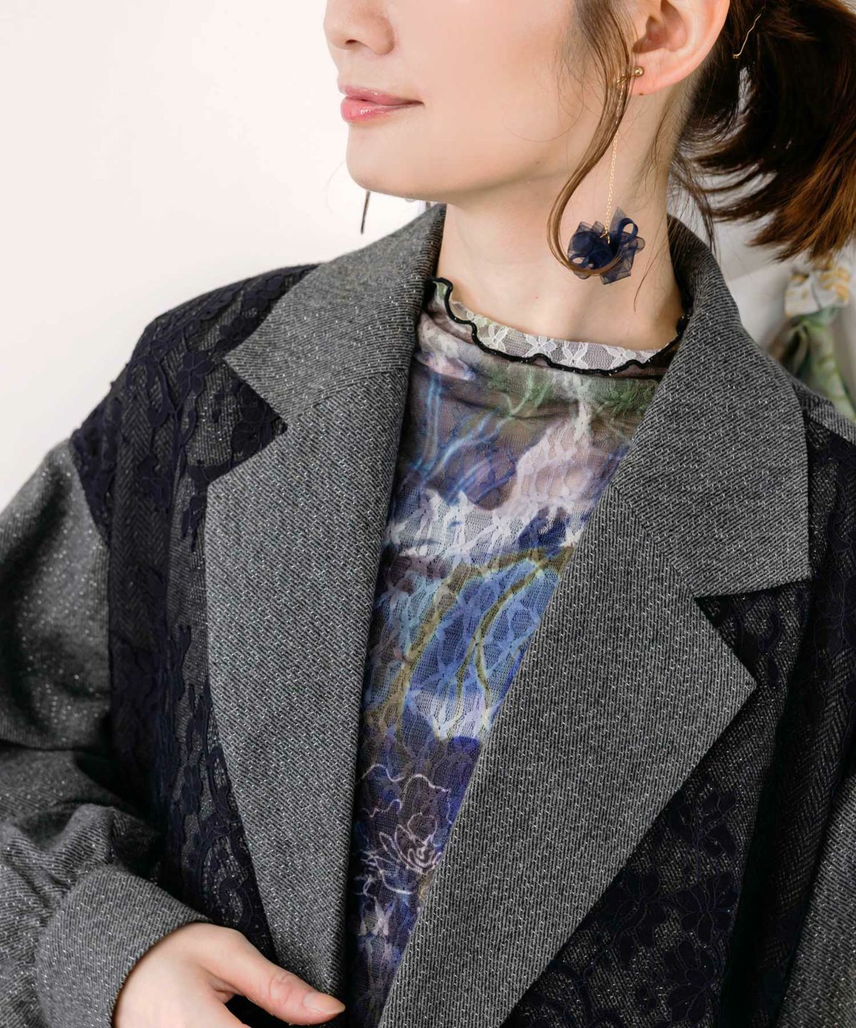 アート花柄チュールロンT-6