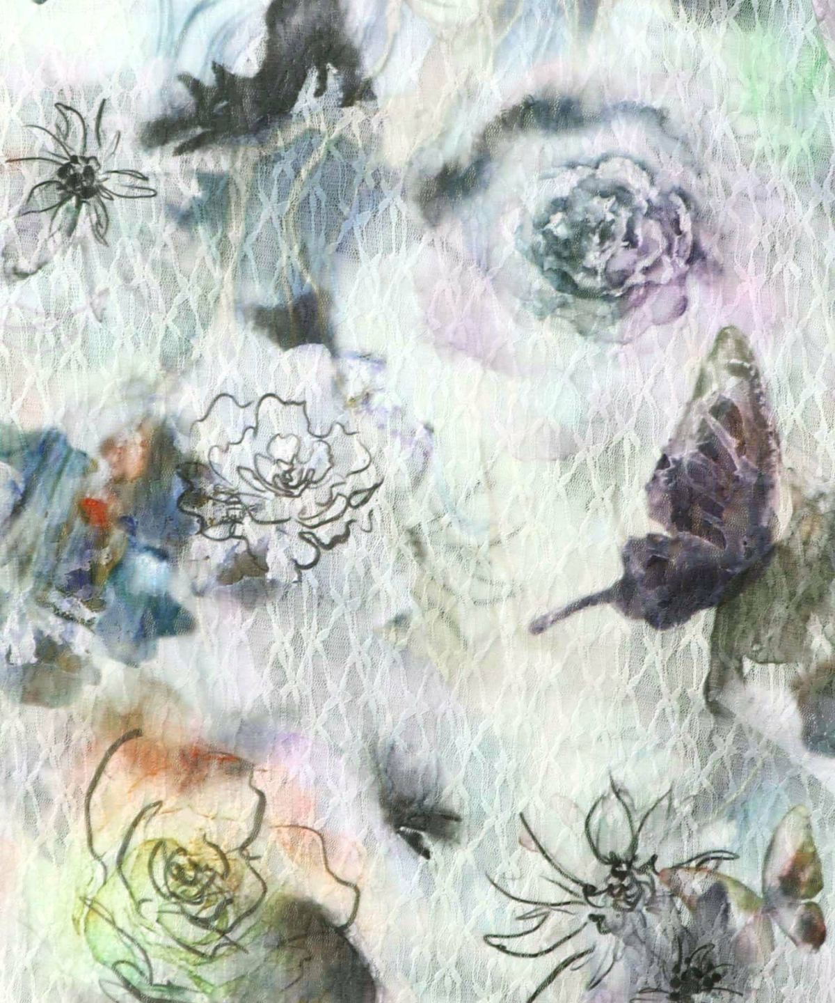 アート花柄チュールロンT-8