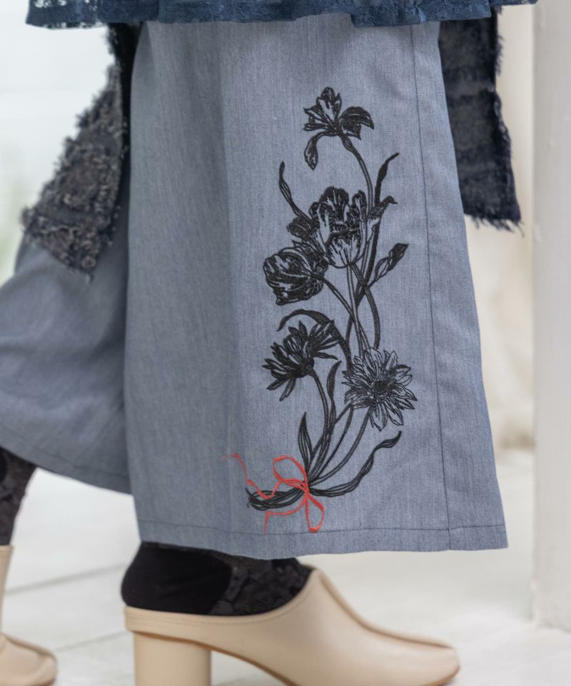 レース×チェック柄 異素材切替パンツ-17