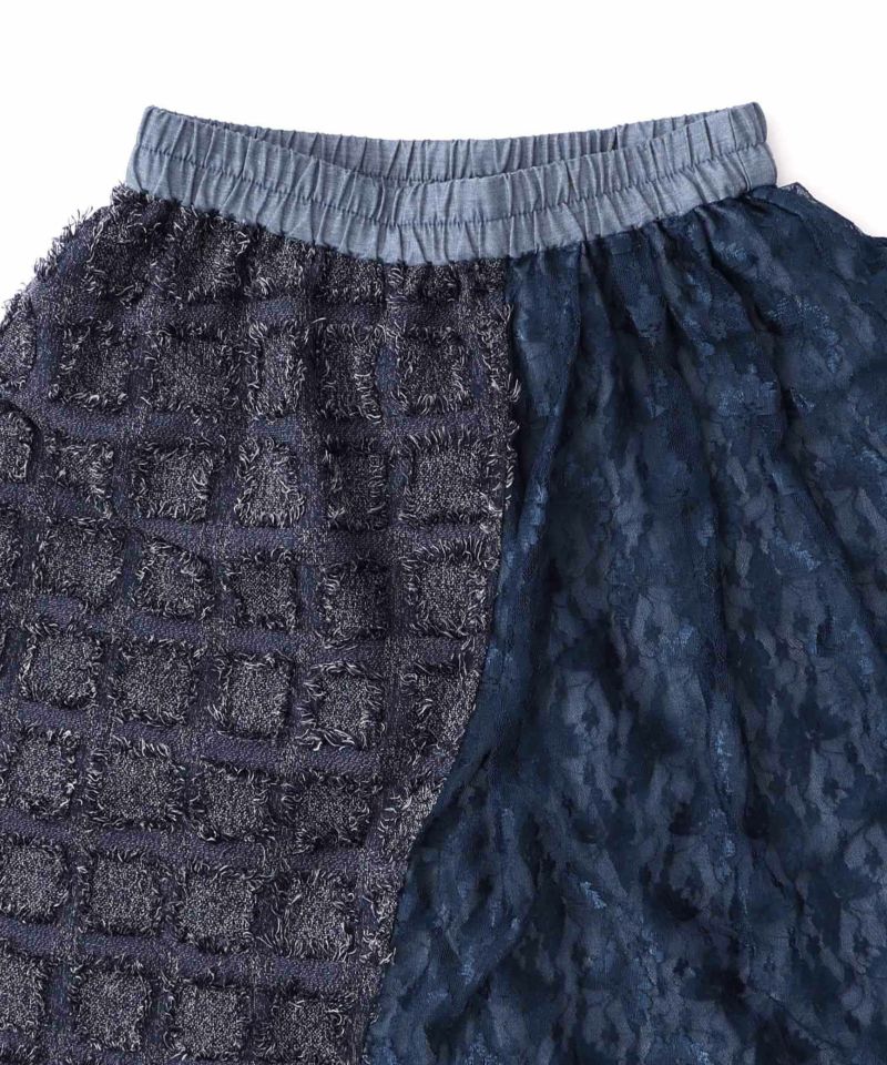 レース×チェック柄 異素材切替パンツ-28