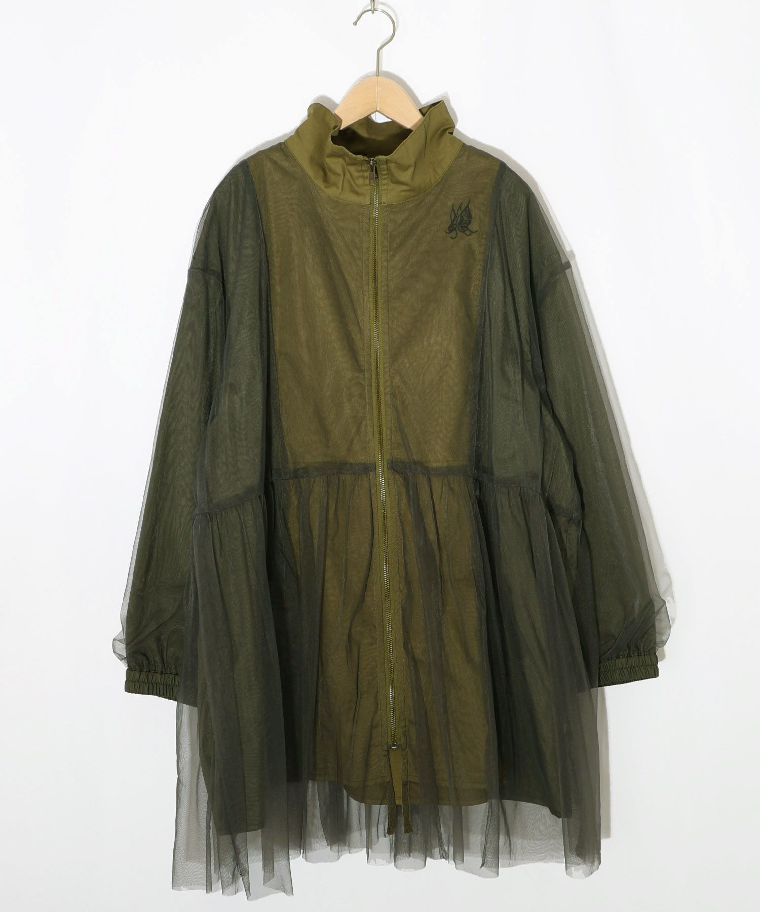 花蝶刺繍チュール重ねロングブルゾン-13