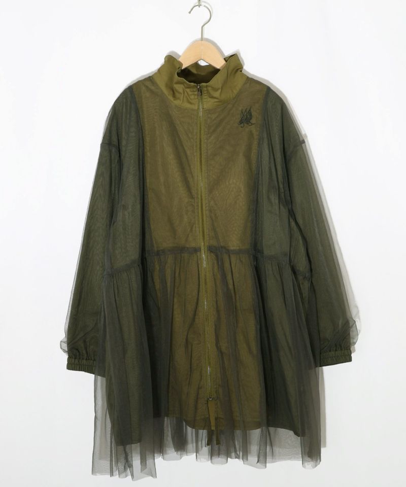 花蝶刺繍チュール重ねロングブルゾン-13