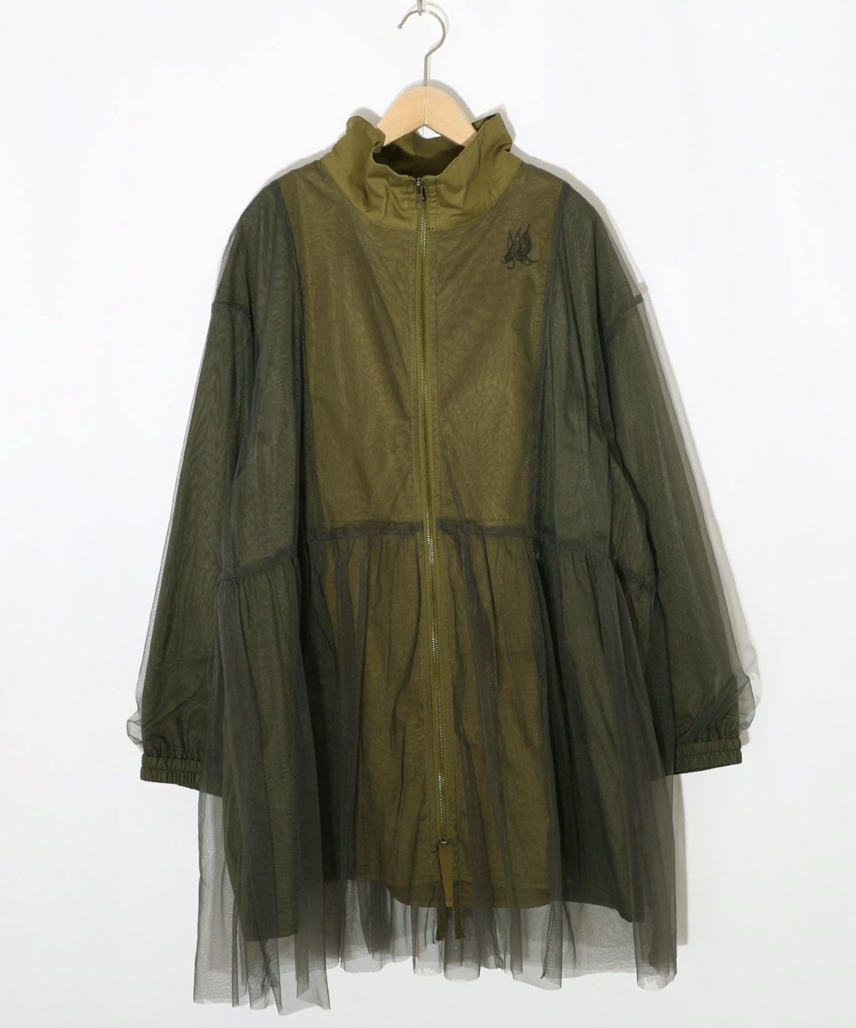 花蝶刺繍チュール重ねロングブルゾン-13