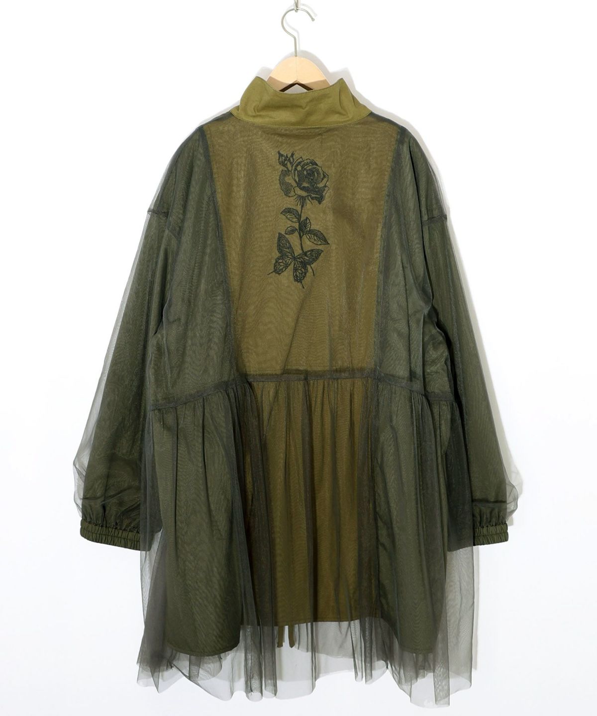 花蝶刺繍チュール重ねロングブルゾン-14