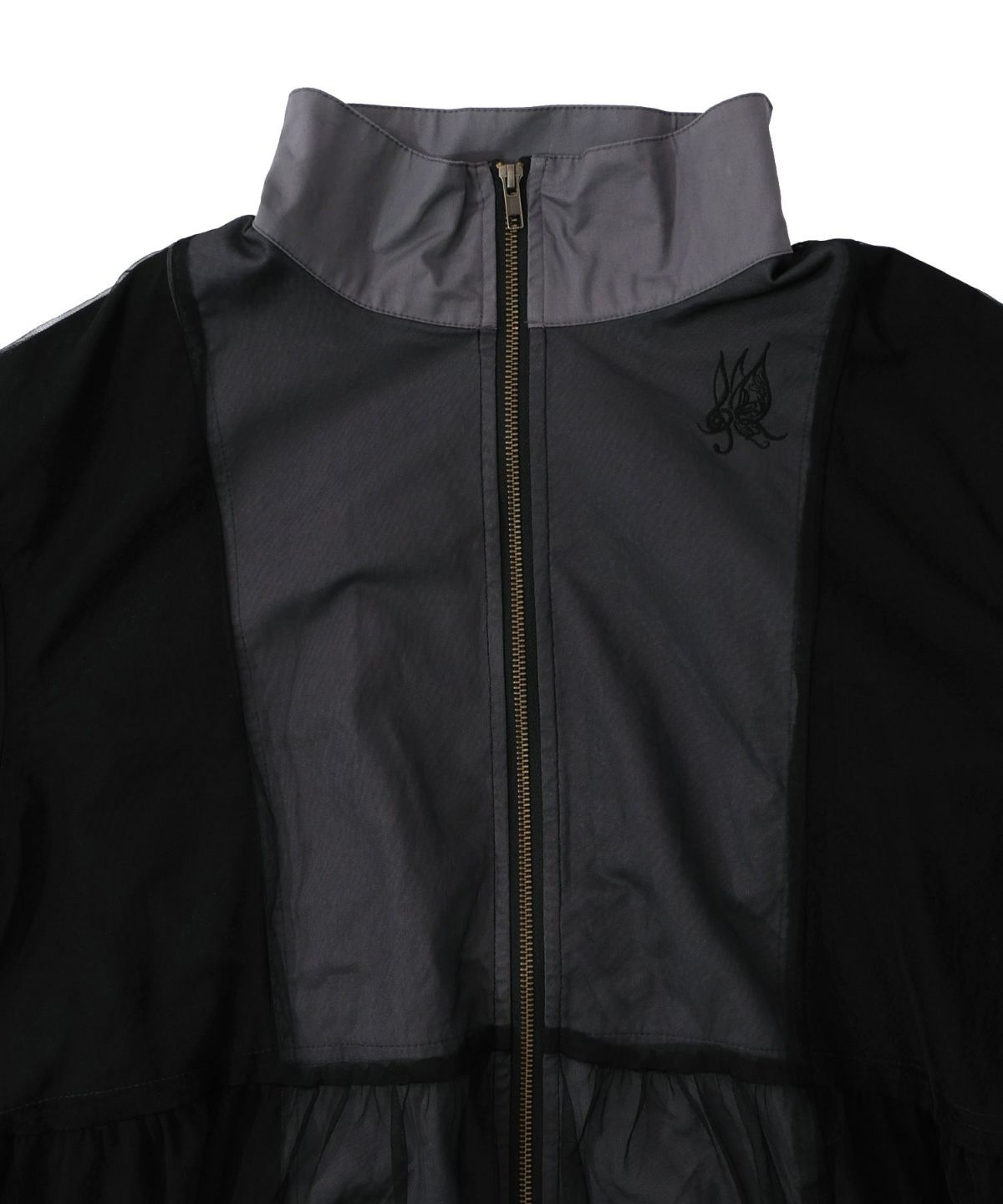 花蝶刺繍チュール重ねロングブルゾン-16