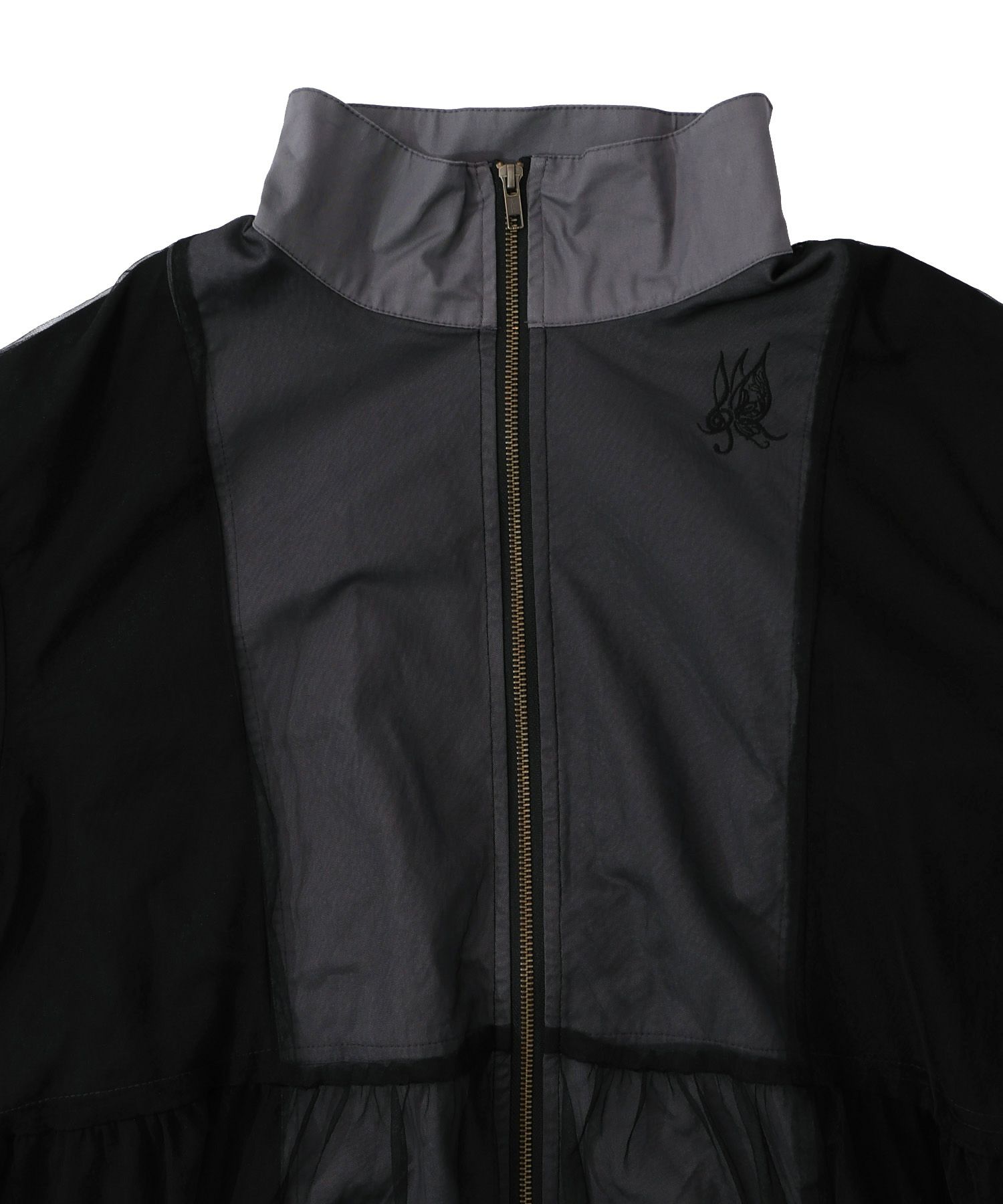 花蝶刺繍チュール重ねロングブルゾン-16