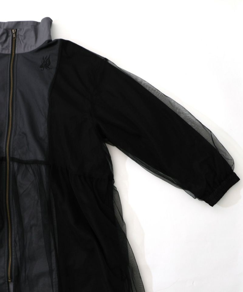 花蝶刺繍チュール重ねロングブルゾン-17