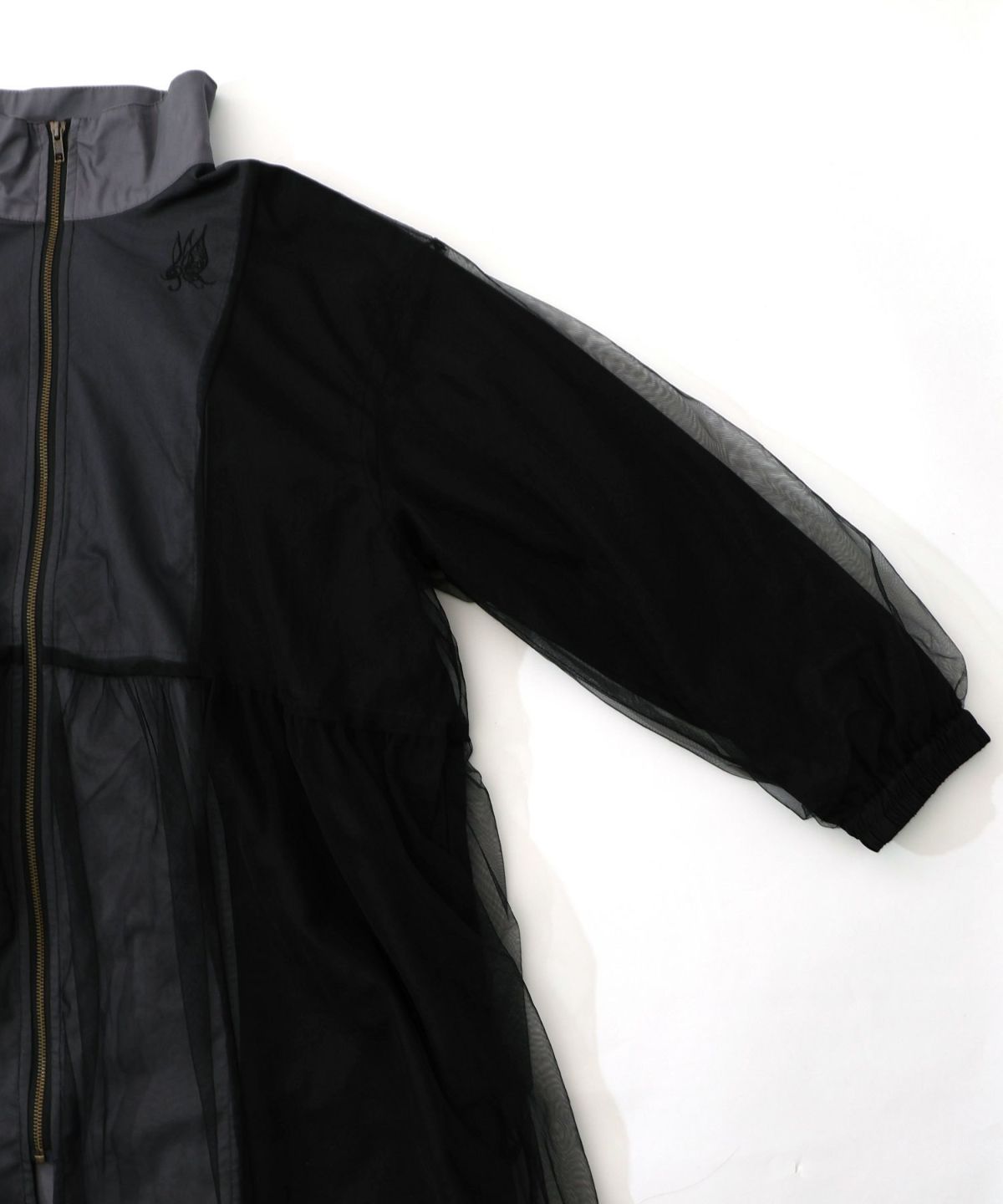 花蝶刺繍チュール重ねロングブルゾン-17