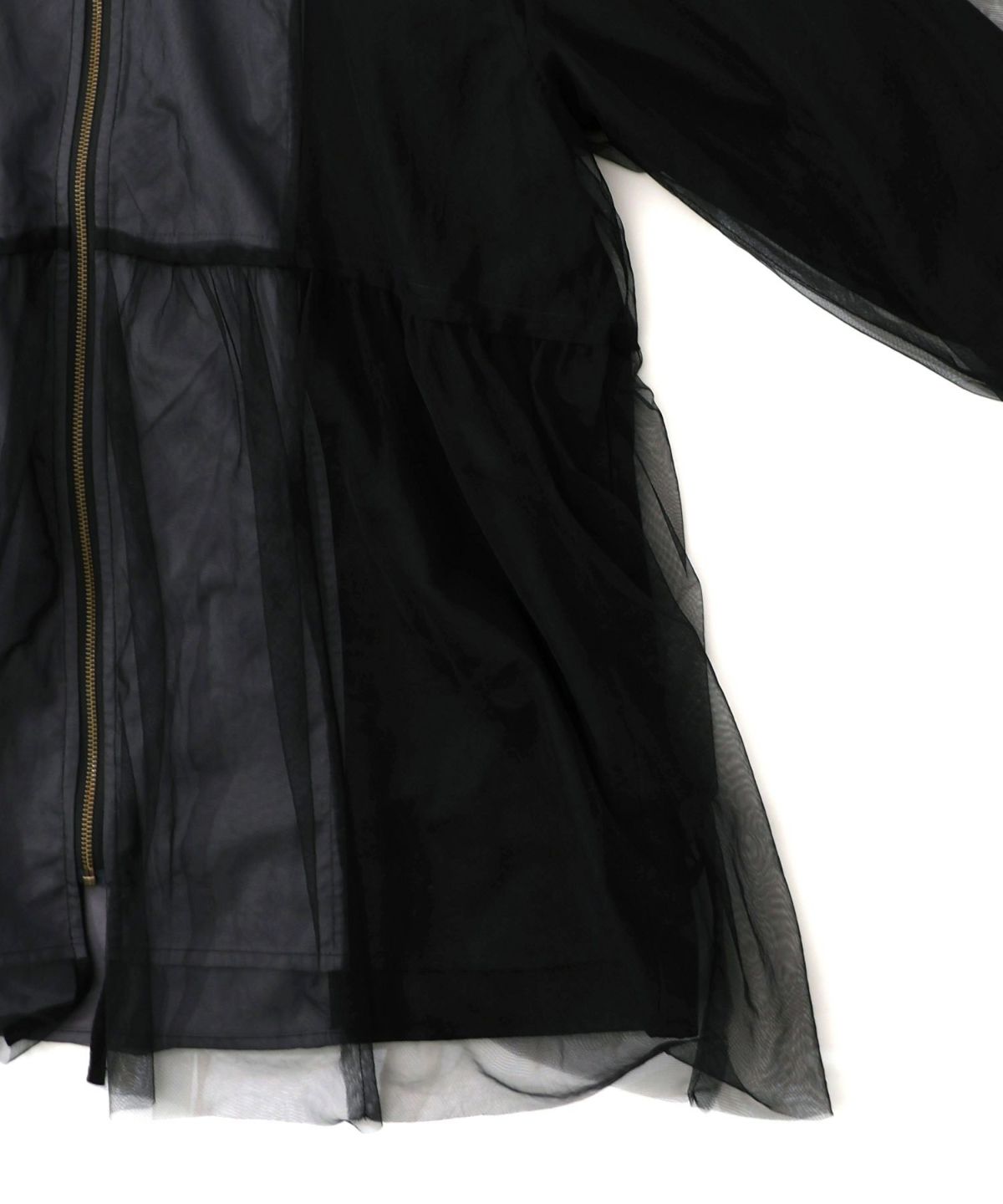 花蝶刺繍チュール重ねロングブルゾン-18